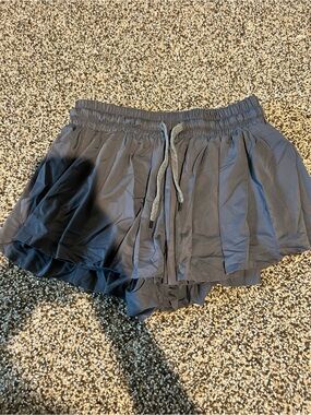 Women's Gray Layered Flowy Athletic Shorts